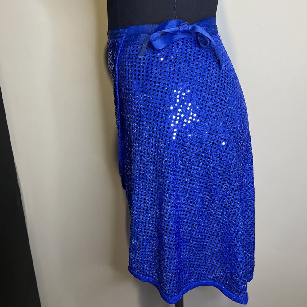 Dancewear Wrap Skirt Blue Sequin Ballet - Picture 3 of 5